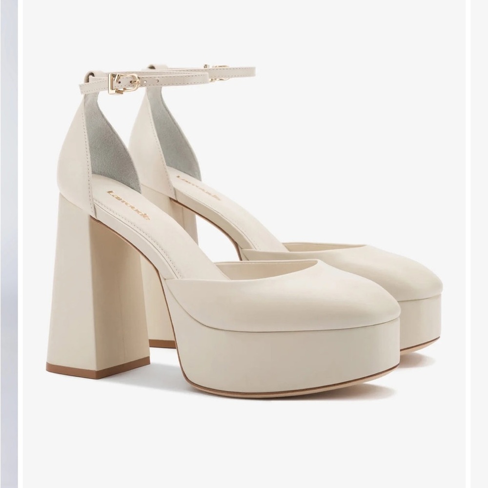 Larroude White Platform Heels- never worn- sold out